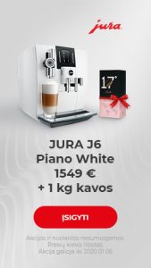 JURA J6 Piano White 1549 € + 1 kg kavos