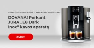 Įsigyk JURA „E8 Dark Inox“ kavos aparatą ir gauk dovanų JURA mikropluošto šluostę.