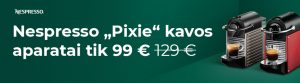 Nespresso „Pixie“ kavos aparatai tik 99 €