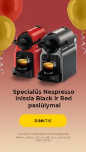 Specialūs Nespresso Inissia Black ir Red pasiūlymai