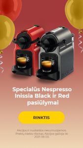 Specialūs Nespresso Inissia Black ir Red pasiūlymai