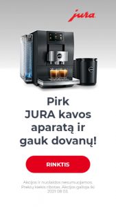Pirk JURA „Z10 Aluminium Black“ arba „J6 Piano White“ ir gauk dovanų!
