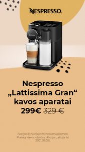 Nespresso „Lattissima Gran“ kavos aparatai dabar 299 €