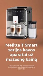 Melitta T Smart serijos kavos aparatai už mažesnę kainą
