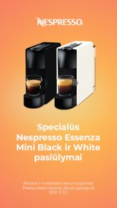 Specialūs Nespresso Essenza Mini Black ir White pasiūlymai