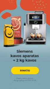Įsigyk Siemens kavos aparatą ir gauk 2 kg kavos dovanų!