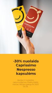 -30% nuolaida Caprissimo Nespresso kapsulėms