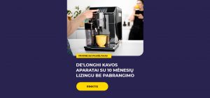 De'Longhi kavos aparatai su 10 mėnesių lizingu be pabrangimo