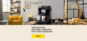 Ypatinga kaina De'Longhi „Magnifica EVO“ kavos aparatams