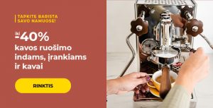 Iki -40% kavos ruošimo indams, įrankiams ir kavai