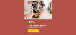 Iki -40% kavos ruošimo indams, įrankiams ir kavai