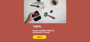 Iki -40% kavos ruošimo indams, įrankiams ir kavai