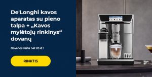 De'Longhi kavos aparatas su pieno talpa + „Kavos mylėtojų rinkinys“ dovanų
