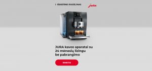 JURA kavos aparatai su 24 mėnesių lizingu be pabrangimo