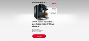 JURA kavos aparatas + pradedančiojo rinkinys dovanų