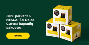 -20% perkant 3 NESCAFÉ® Dolce Gusto® kapsulių pakuotes
