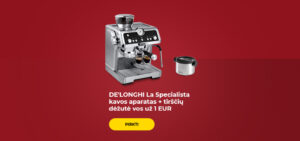 DE'LONGHI La Specialista kavos aparatas + tirščių dėžutė vos už 1 EUR