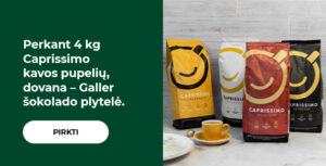 Perkant 4 kg Caprissimo kavos pupelių, dovana – Galler šokolado plytelė.