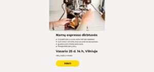 Namų espresso dirbtuvės Vilniuje Vasario 25d. 14 val.