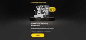 Gauk 70 € dovanų kuponą!!! Pirkdamas kavos aparatą nuo 1000 €*.
