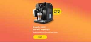 "Gaukite 40 € dovanų kuponą!!! Pirkdami PHILIPS 4-os ir 5-os serijos kavos aparatą "