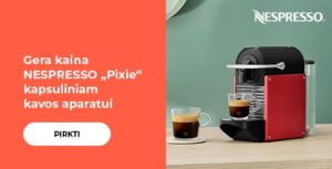 Gera kaina NESPRESSO „Pixie“ kapsuliniam kavos aparatui