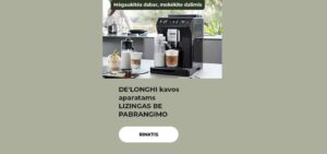 "DE'LONGHI kavos aparatams LIZINGAS BE PABRANGIMO"