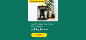 SAECO Xelsis ir GranAroma kavos aparatai + 2 kg kavos