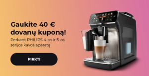 "Gaukite 40 € dovanų kuponą! Perkant PHILIPS 4-os ir 5-os serijos kavos aparatą "