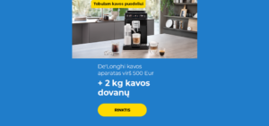 De'Longhi kavos aparatas virš 500 Eur + 2 kg kavos dovanų