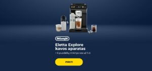 DE'LONGHI Eletta Explore kavos aparatas + 6 puodelių rinkinys vos už 1 ct