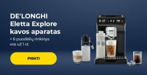 DE'LONGHI Eletta Explore kavos aparatas + 6 puodelių rinkinys vos už 1 ct