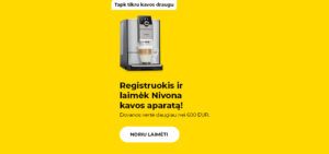 "Registruokis ir laimėk Nivona kavos aparatą! Dovanos vertė daugiau nei 600 EUR. "
