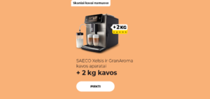 SAECO Xelsis ir GranAroma kavos aparatai + 2 kg kavos