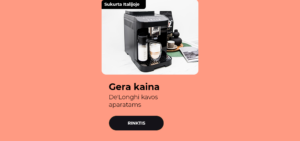 Gera kaina De'Longhi kavos aparatams