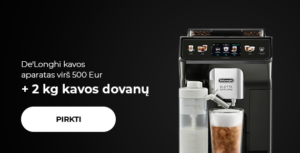 De'Longhi kavos aparatas virš 500 Eur + 2 kg kavos dovanų