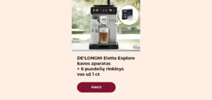 DE'LONGHI Eletta Explore kavos aparatas + 6 puodelių rinkinys vos už 1 ct
