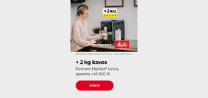 Perkant Melitta kavos aparatą virš 500 EUR + 2 kg kavos