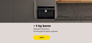 Perkant Electrolux įmontuojamą kavos aparatą + 3 kg kavos